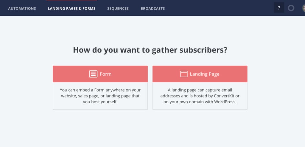 Forms Landing Pages