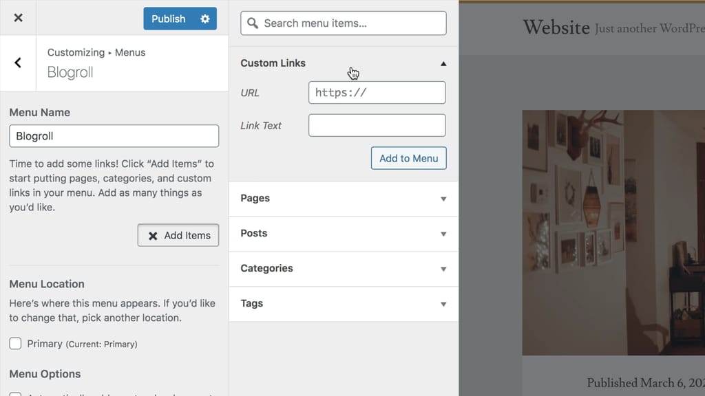 Add Custom Menu Links