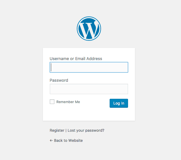 screenshot of the WordPress login form
