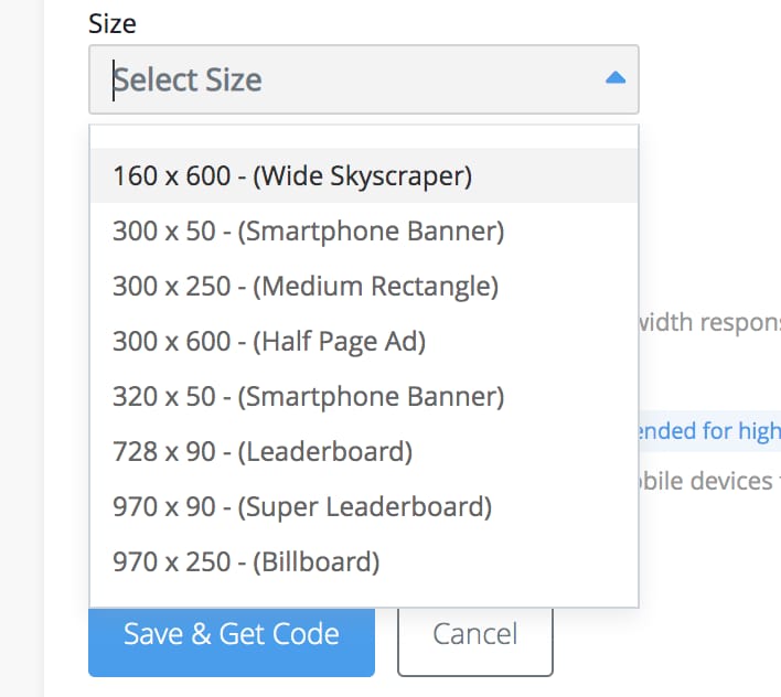 Ad Sizes