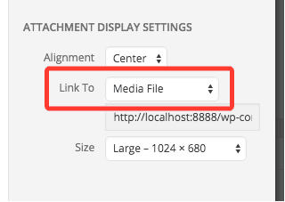 screenshot of the Link To setting