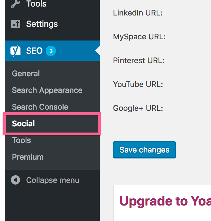 Yoast SEO Social Settings