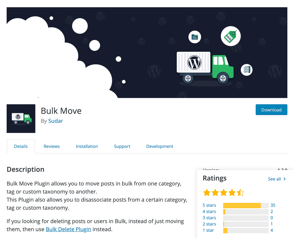Bulk Move Posts Plugin