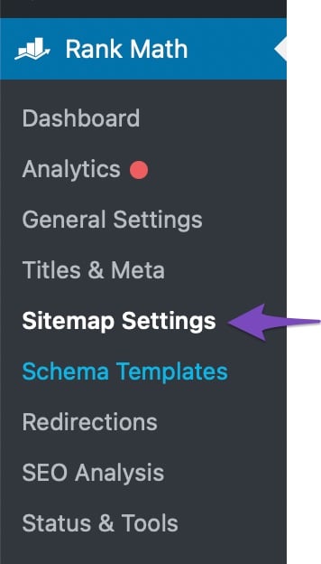 Rankmath Sitemap Settings Menu Link