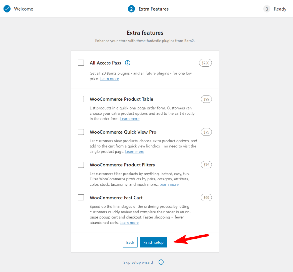 Finish WooCommerce Product Options Onboarding