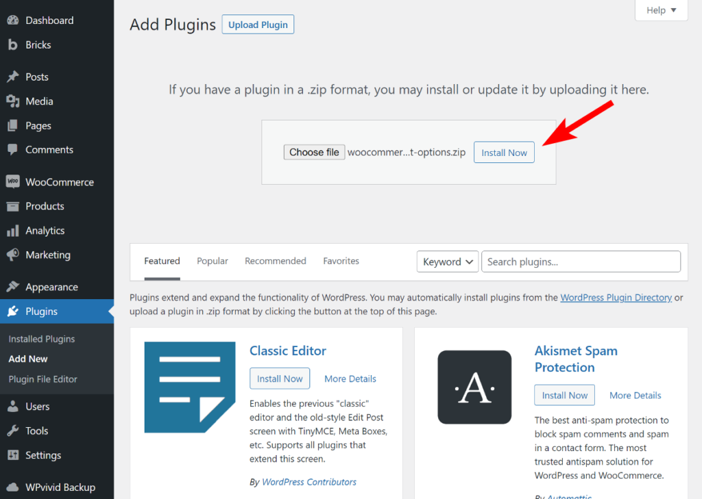 Install Woocommerce Product Options Plugin