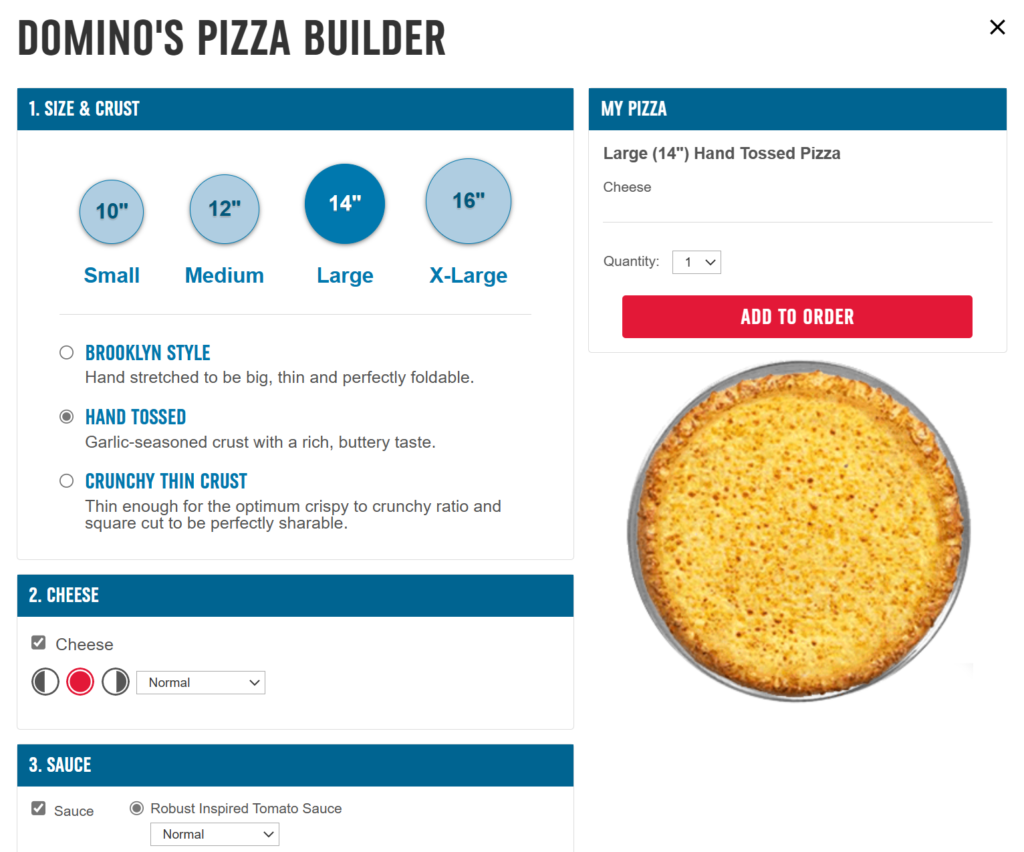 Dominos Pizza Builder